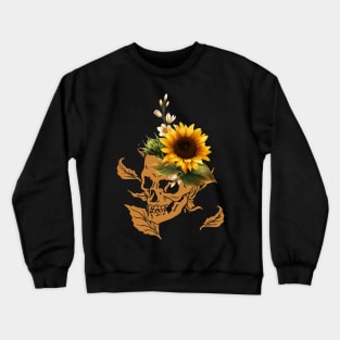 Skull With Sunflower Costume Gift Crewneck Sweatshirt